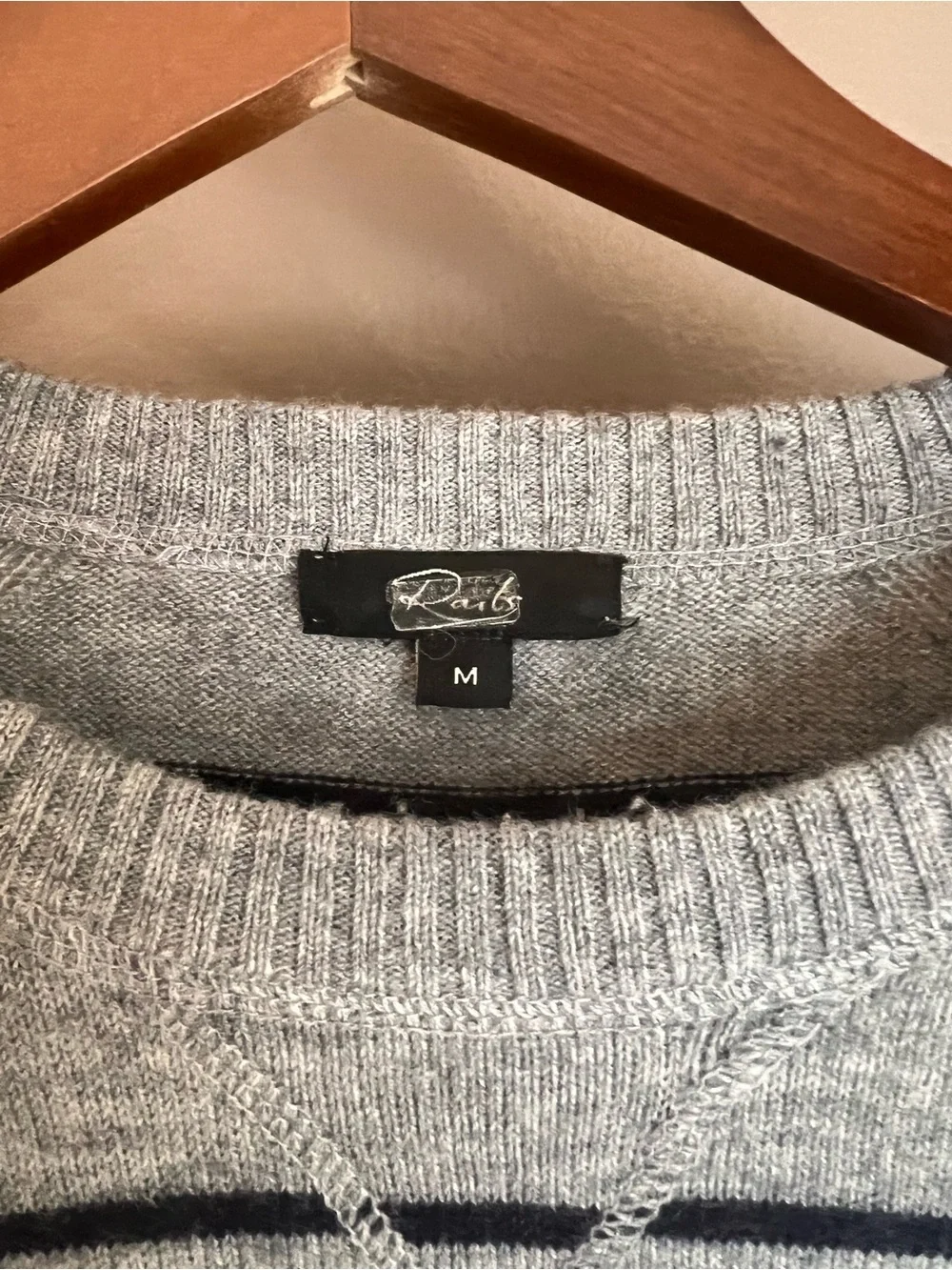 Rails Men's Gray Striped Crewneck Wool Blend Sweater